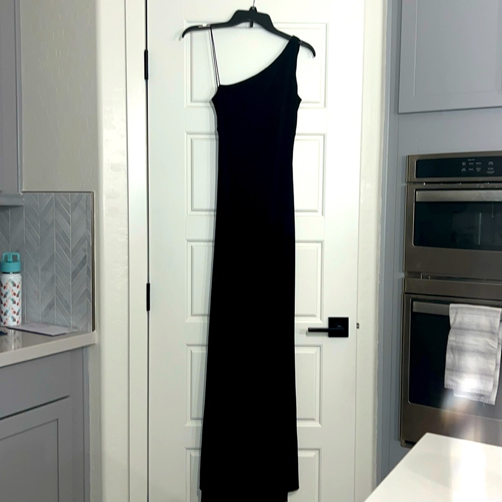 Long black dress off the shoulder